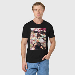 Футболка хлопковая мужская Дандадан: Момо Аясэ, цвет: черный — фото 2