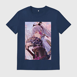 Футболка хлопковая мужская Геншин Камисато Аяка, цвет: тёмно-синий