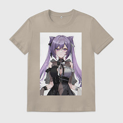 Футболка хлопковая мужская Genshin Impact Кэцин, цвет: миндальный