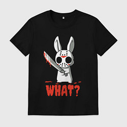Футболка хлопковая мужская Зайка маньяк в маске, цвет: черный