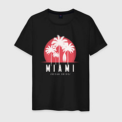Футболка хлопковая мужская Miami ocean drive, цвет: черный
