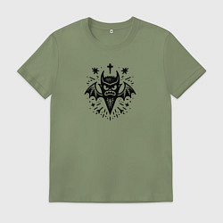 Футболка хлопковая мужская Тату с летучей мышью для охотника на вампиров, цвет: авокадо