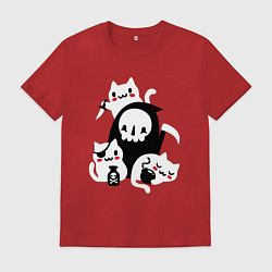 Футболка хлопковая мужская Котики на Хэллоуин, цвет: красный