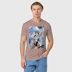 Футболка хлопковая мужская Геншин Эола Лоуренс волейбол, цвет: пыльно-розовый — фото 2