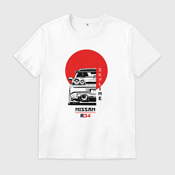Футболка хлопковая мужская Nissan Skyline R34, цвет: белый