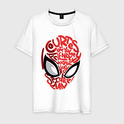 Футболка хлопковая мужская Spider-Man text, цвет: белый