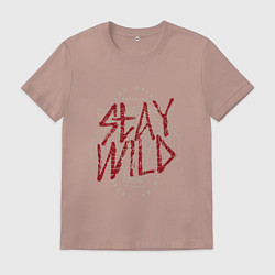 Футболка хлопковая мужская Дикий тигр art, цвет: пыльно-розовый