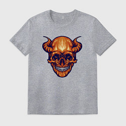 Футболка хлопковая мужская Черепок с рогами, цвет: меланж