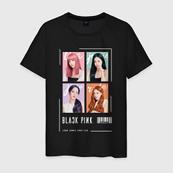 Футболка хлопковая мужская Blackpink 4 colors, цвет: черный