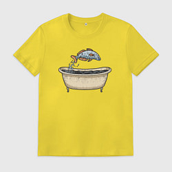 Футболка хлопковая мужская Рыбка в ванне, цвет: желтый