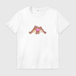 Футболка хлопковая мужская Влюбленные мишки с сердечком, цвет: белый