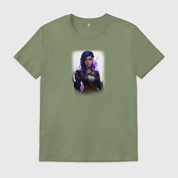 Футболка хлопковая мужская Кейтлин из Аркейн, цвет: авокадо