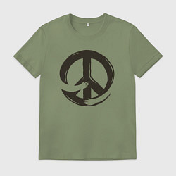 Футболка хлопковая мужская Peace hugs, цвет: авокадо