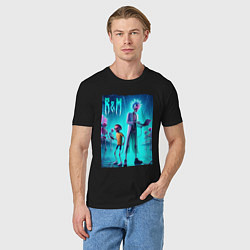 Футболка хлопковая мужская Rick and Morty - neon glow, цвет: черный — фото 2