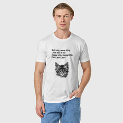 Футболка хлопковая мужская Колыбельная котёнка, цвет: белый — фото 2