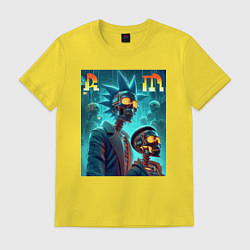 Футболка хлопковая мужская Rick and Morty - cyberpunk fantasy, цвет: желтый