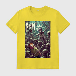 Футболка хлопковая мужская Морти попал в ад - нейроарт, цвет: желтый
