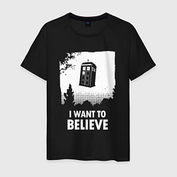 Футболка хлопковая мужская Tardis believe, цвет: черный