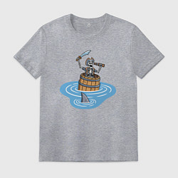Футболка хлопковая мужская Пират в бочке, цвет: меланж