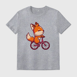 Футболка хлопковая мужская Лисичка на велике, цвет: меланж