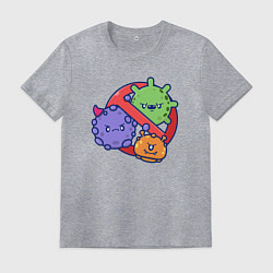 Футболка хлопковая мужская Нет вирусам, цвет: меланж