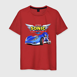 Футболка хлопковая мужская Cool hedgehog - Sonic racing team, цвет: красный