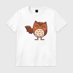 Футболка хлопковая мужская Привет от совы, цвет: белый