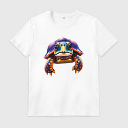 Футболка хлопковая мужская Яркая черепашка, цвет: белый
