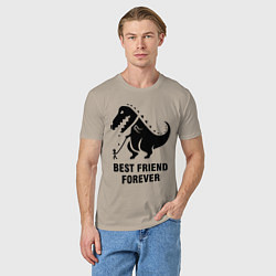 Футболка хлопковая мужская Godzilla best friend, цвет: миндальный — фото 2