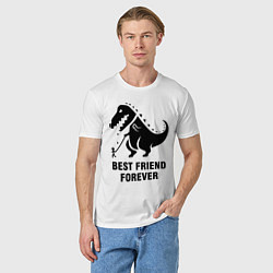 Футболка хлопковая мужская Godzilla best friend, цвет: белый — фото 2