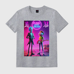 Футболка хлопковая мужская Rick and Morty - neon fantasy, цвет: меланж