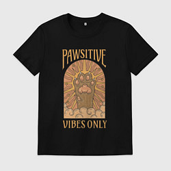 Футболка хлопковая мужская Pawsitive vibes, цвет: черный