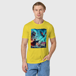 Футболка хлопковая мужская Harry Potter and owl - ai art fantasy, цвет: желтый — фото 2