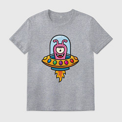 Футболка хлопковая мужская Забавный инопланетянин, цвет: меланж