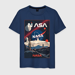 Футболка хлопковая мужская NASA ретро, цвет: тёмно-синий
