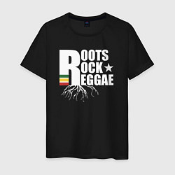 Футболка хлопковая мужская Roots reggae, цвет: черный