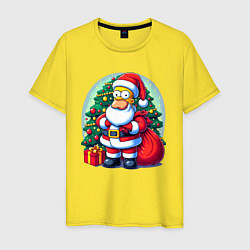 Футболка хлопковая мужская Santa Simpson - ai art, цвет: желтый