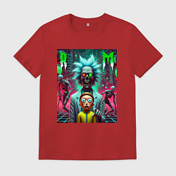 Футболка хлопковая мужская Rick and Morty - horror fantasy, цвет: красный
