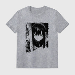 Футболка хлопковая мужская Девушка с блеклым взглядом, цвет: меланж