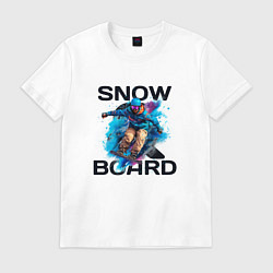 Футболка хлопковая мужская Snow board, цвет: белый