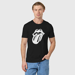 Футболка хлопковая мужская Rolling Stones - white logo, цвет: черный — фото 2