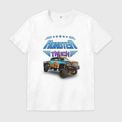 Футболка хлопковая мужская Monster truck, цвет: белый