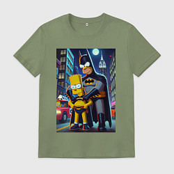 Футболка хлопковая мужская Batsimpson with son Bart - ai art fantasy, цвет: авокадо
