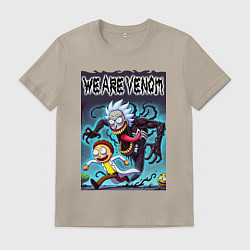 Футболка хлопковая мужская Веном вселился в Рика - нейрошутка, цвет: миндальный