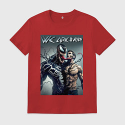 Футболка хлопковая мужская Eddie and Venom - ai art fantasy, цвет: красный