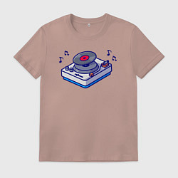 Футболка хлопковая мужская Музыкальный виниловый проигрыватель, цвет: пыльно-розовый