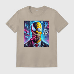 Футболка хлопковая мужская Venom-Homer - collaboration, цвет: миндальный