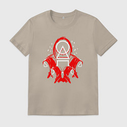 Футболка хлопковая мужская Солдаты игры в кальмара, цвет: миндальный