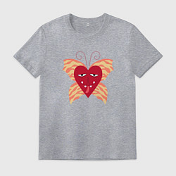 Футболка хлопковая мужская Сердечко-бабочка, цвет: меланж