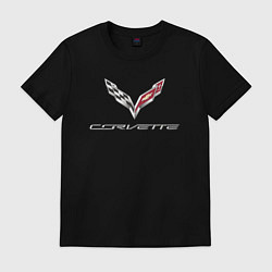 Футболка хлопковая мужская Chevrolet Corvette - racing team, цвет: черный
